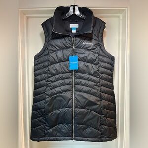 Womens XL Columbia Karis Gale Long Vest Black Puffer Insulated Full Zip New Tag